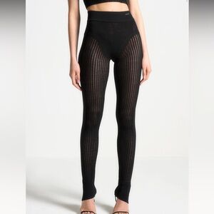 Maniere De Voir Black Knitted High Waisted Leggings